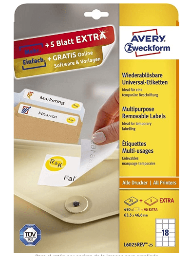 Avery España L6025REV-25 Mejores Papeles de Etiquetas