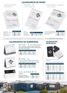 catalogo calendarios personalizados